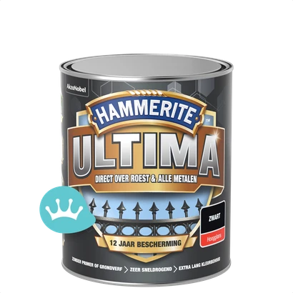 Hammerite Ultima Hoogglans Zwart 750 mililiter packshot