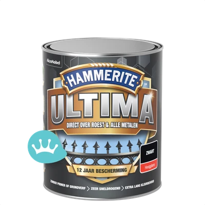 Hammerite Ultima Hoogglans Zwart 750 mililiter packshot