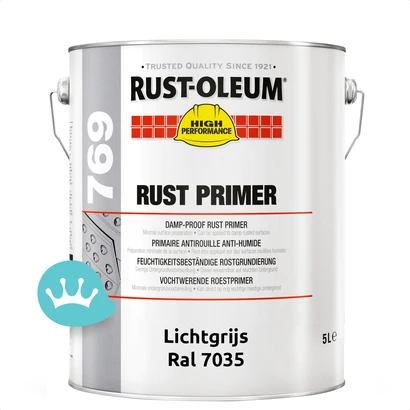 Rust Oleum 769 Vochtwerende Roestprimer Lichtgrijs (ral 7035) 5 liter packshot