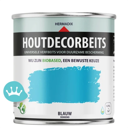 Hermadix Houtdecor Verfbeits Dekkend Blauw 750 mililiter packshot