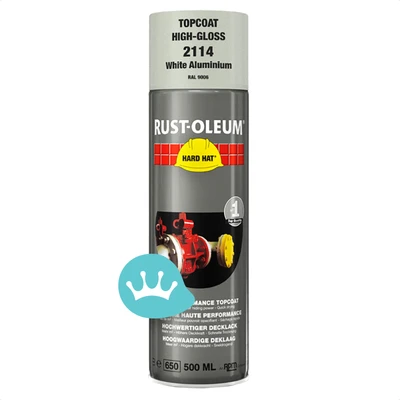 Rust Oleum Hard Hat Deklaag Aluminium Wit 2114 Ral 9006 500 mililiter packshot