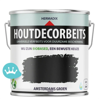 Hermadix Houtdecor Verfbeits Dekkend Amsterdams Groen 2,5 liter packshot