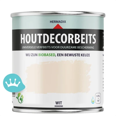 Hermadix Houtdecor Verfbeits Dekkend Wit 750 mililiter packshot
