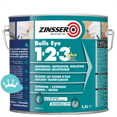 Zinsser Bulls Eye 1 2 3 Plus Wit 2,5 liter packshot