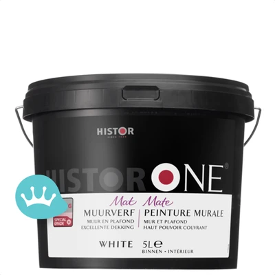 One by Histor Muurverf Mat Wit 5 liter packshot
