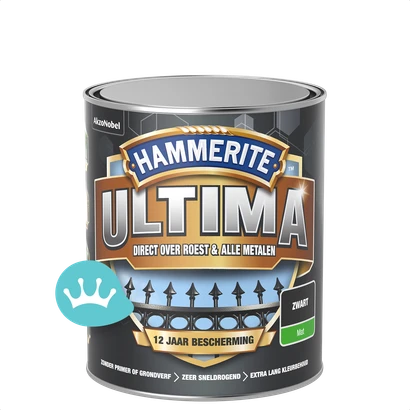 Hammerite Ultima Mat Zwart 750 mililiter packshot