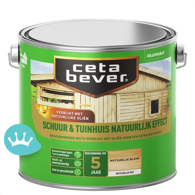 CetaBever Schuur Tuinhuis Natuurlijk Effect Blank 2,5 liter packshot
