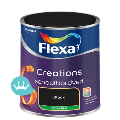 Flexa Creations Schoolbordverf Extra Mat Zwart 1 liter packshot