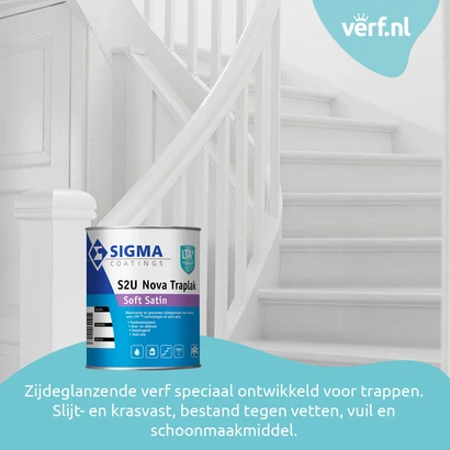 Zijdeglanzende verf speciaal ontwikkeld voor trappen. Slijt- en krasvast, bestand tegen vetten, vuil en schoonmaakmiddel.