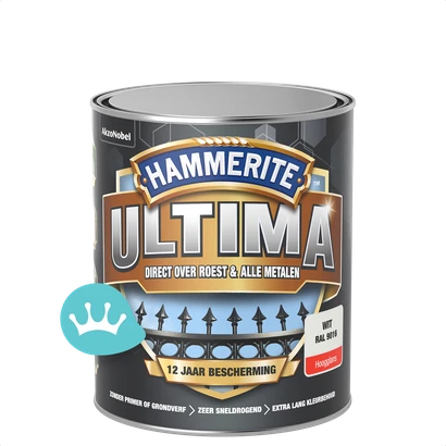 Hammerite Ultima Hoogglans Ral 9016 750 mililiter packshot