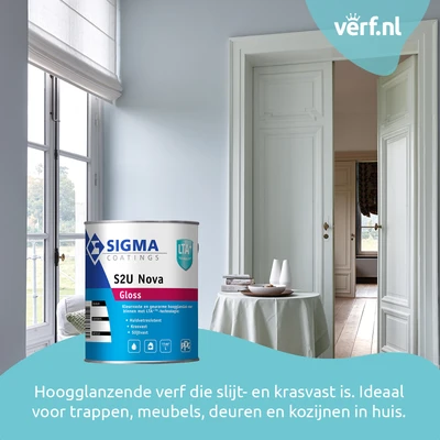 Hoogglanzende verf die slijt- en krasvast is. Ideaal voor trappen, meubels, deuren en kozijnen in huis.