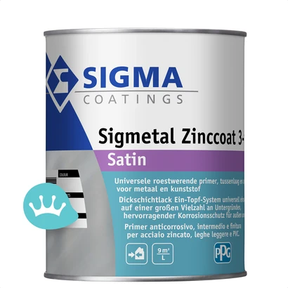 Sigma Sigmetal Zinccoat 3 in 1 Satin Mengkleur 1 liter packshot