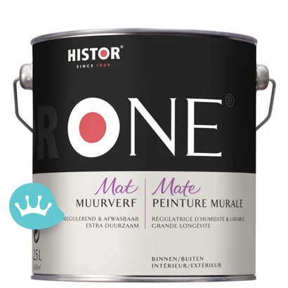 One by Histor Muurverf Mat Vochtregulerend Afwasbaar Mengkleur 2,5 liter packshot
