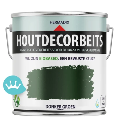 Hermadix Houtdecor Verfbeits Dekkend Donker Groen 2,5 liter packshot