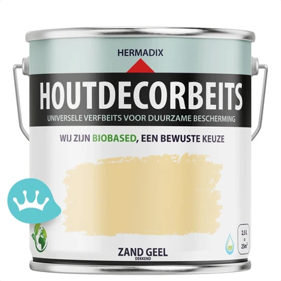 Hermadix Houtdecor Verfbeits Dekkend Zand Geel 2,5 liter packshot