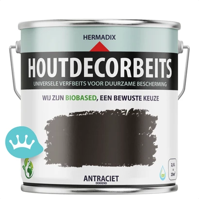 Hermadix Houtdecor Verfbeits Dekkend Antraciet 2,5 liter packshot