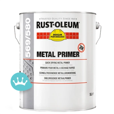 Rust Oleum 569 Sneldrogende Metaalprimer Lichtgrijs (ral 7035) 5 liter packshot