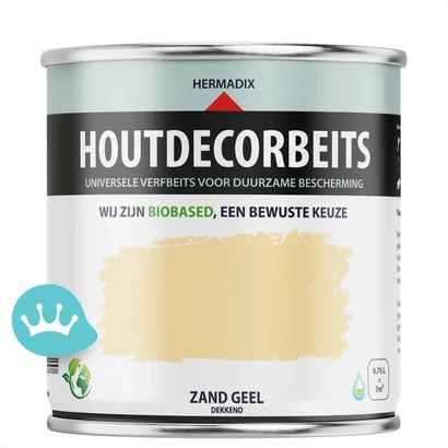 Hermadix Houtdecor Verfbeits Dekkend Zand Geel 750 mililiter packshot