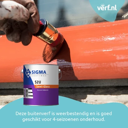 Deze buitenverf is weerbestendig en is goed geschikt voor 4-seizoenen onderhoud.