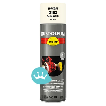 Rust Oleum Hard Hat Deklaag Zijdeglans Wit 2193 Ral 9010 500 mililiter packshot
