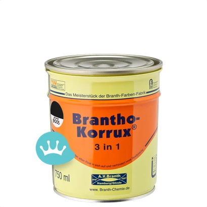 Brantho Korrux 3 in 1 Ral 9005 Gitzwart 750 mililiter packshot