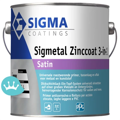 Sigma Sigmetal Zinccoat 3 in 1 Satin Mengkleur 2,5 liter packshot