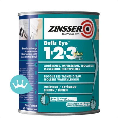 Zinsser Bulls Eye 1 2 3 Plus Wit 1 liter packshot