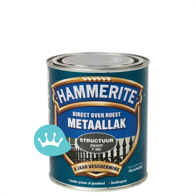 Hammerite Metaallak Structuur Zwart F360 750 mililiter packshot