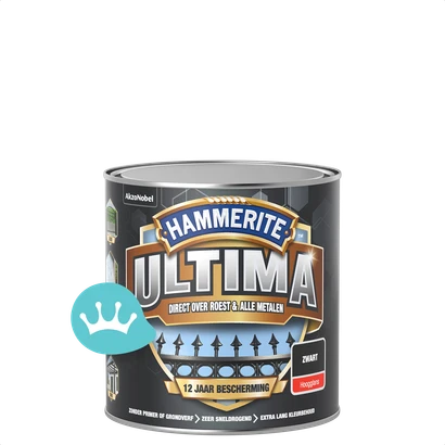 Hammerite Ultima Hoogglans Zwart 250 mililiter packshot