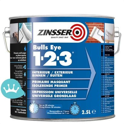 Zinsser Bulls Eye 1 2 3 Wit 2,5 liter packshot