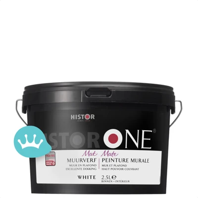 One by Histor Muurverf Mat Wit 2,5 liter packshot