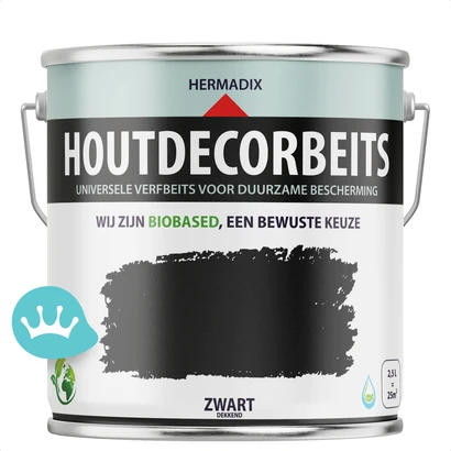 Hermadix Houtdecor Verfbeits Dekkend Zwart 2,5 liter packshot