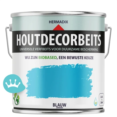 Hermadix Houtdecor Verfbeits Dekkend Blauw 2,5 liter packshot