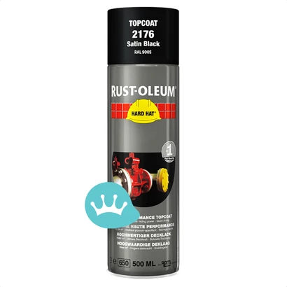 Rust Oleum Hard Hat Deklaag Zijdeglans Zwart 2176 Ral 9005 500 mililiter packshot