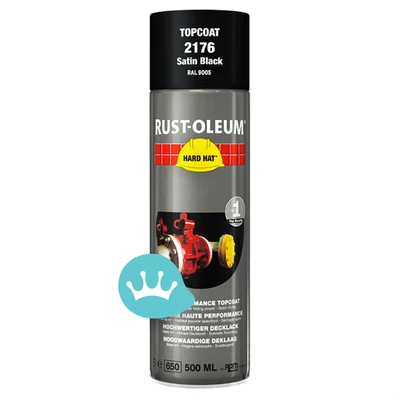 Rust Oleum Hard Hat Deklaag Zijdeglans Zwart 2176 Ral 9005 500 mililiter packshot