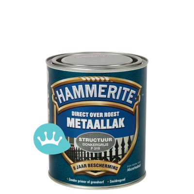 Hammerite Metaallak Structuur Donkergrijs F319 750 mililiter packshot