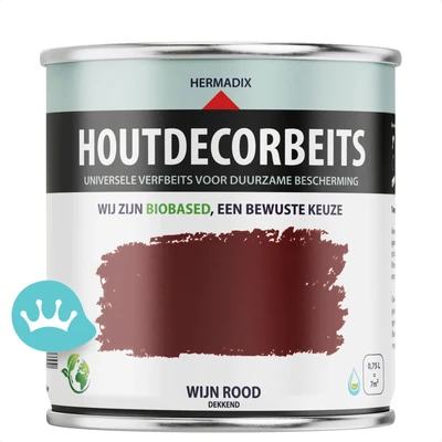 Hermadix Houtdecor Verfbeits Dekkend Wijn Rood 750 mililiter packshot