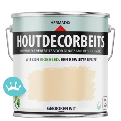 Hermadix Houtdecor Verfbeits Dekkend Gebroken Wit 2,5 liter packshot